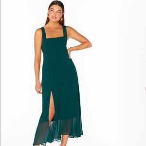 Show Me Your Mumu Claire Midi Dress in Emerald Chiffon size XL